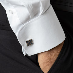 Camisa Etiqueta Negra Blanca Lisa Con Puño Para Colleras