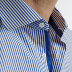 Camisa  Etiqueta Roja Listada Azul con piping I24-1.2