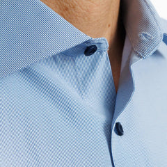 Camisa Azul Micro Cuadros Etiqueta RojaI25-1.1