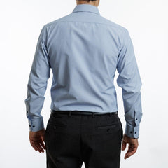 Camisa Azul Micro Cuadros Etiqueta RojaI25-1.1